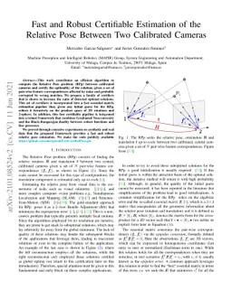 Fast and Robust Certifiable Estimation of the Relative Pose Between Two
  Calibrated Cameras