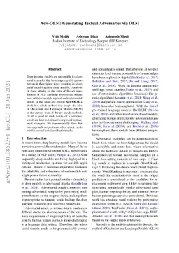Adv-OLM: Generating Textual Adversaries via OLM