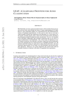 LEAF: A Learnable Frontend for Audio Classification