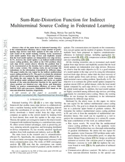 Sum-Rate-Distortion Function for Indirect Multiterminal Source Coding in
  Federated Learning