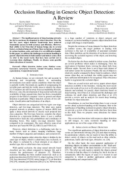 Occlusion Handling in Generic Object Detection: A Review