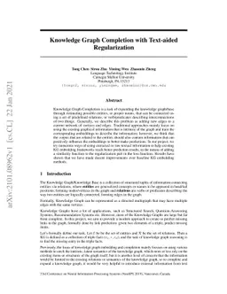 Knowledge Graph Completion with Text-aided Regularization