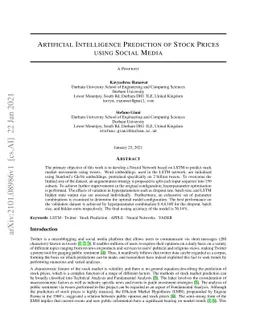 Artificial intelligence prediction of stock prices using social media