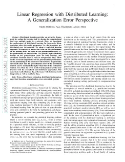 Linear Regression with Distributed Learning: A Generalization Error
  Perspective