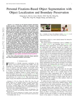 Personal Fixations-Based Object Segmentation with Object Localization
  and Boundary Preservation