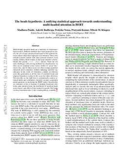 The heads hypothesis: A unifying statistical approach towards
  understanding multi-headed attention in BERT