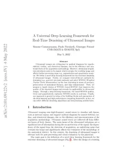 A Universal Deep Learning Framework for Real-Time Denoising of
  Ultrasound Images