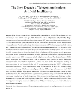 The Next Decade of Telecommunications Artificial Intelligence