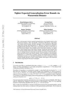 Tighter expected generalization error bounds via Wasserstein distance