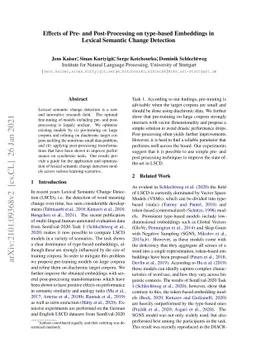 Effects of Pre- and Post-Processing on type-based Embeddings in Lexical
  Semantic Change Detection