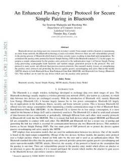 An Enhanced Passkey Entry Protocol for Secure Simple Pairing in
  Bluetooth