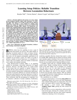 Learning Setup Policies: Reliable Transition Between Locomotion
  Behaviours