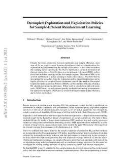 Decoupled Exploration and Exploitation Policies for Sample-Efficient
  Reinforcement Learning