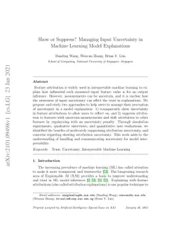 Show or Suppress? Managing Input Uncertainty in Machine Learning Model
  Explanations