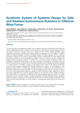 Symbiotic System of Systems Design for Safe and Resilient Autonomous
  Robotics in Offshore Wind Farms