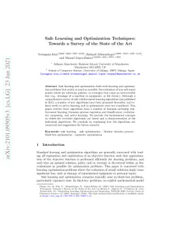 Safe Learning and Optimization Techniques: Towards a Survey of the State
  of the Art