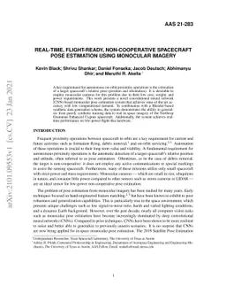 Real-Time, Flight-Ready, Non-Cooperative Spacecraft Pose Estimation
  Using Monocular Imagery