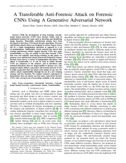 A Transferable Anti-Forensic Attack on Forensic CNNs Using A Generative
  Adversarial Network
