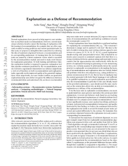 Explanation as a Defense of Recommendation