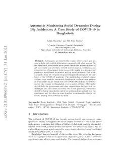 Automatic Monitoring Social Dynamics During Big Incidences: A Case Study
  of COVID-19 in Bangladesh