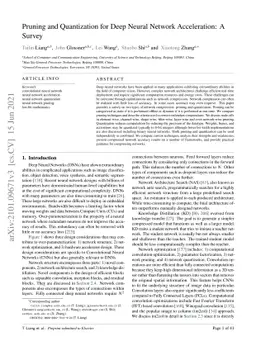 Pruning and Quantization for Deep Neural Network Acceleration: A Survey