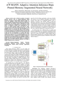 A2P-MANN: Adaptive Attention Inference Hops Pruned Memory-Augmented
  Neural Networks