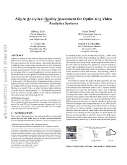 AQuA: Analytical Quality Assessment for Optimizing Video Analytics
  Systems