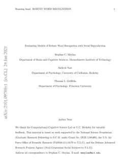 Evaluating Models of Robust Word Recognition with Serial Reproduction