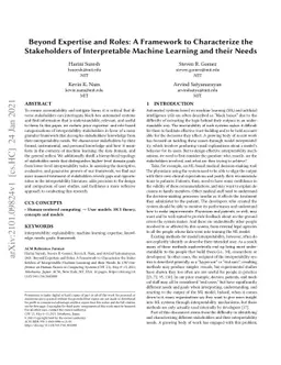Beyond Expertise and Roles: A Framework to Characterize the Stakeholders
  of Interpretable Machine Learning and their Needs