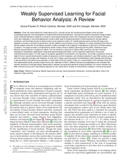 Weakly Supervised Learning for Facial Behavior Analysis : A Review