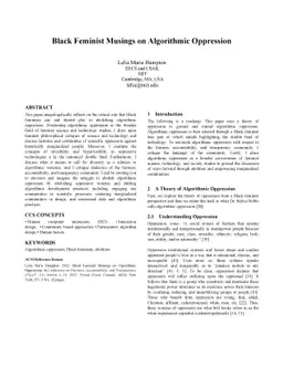 Black Feminist Musings on Algorithmic Oppression