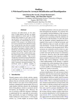 MadDog: A Web-based System for Acronym Identification and Disambiguation