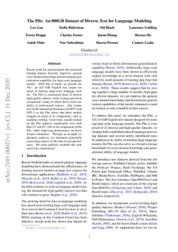 The Pile: An 800GB Dataset of Diverse Text for Language Modeling