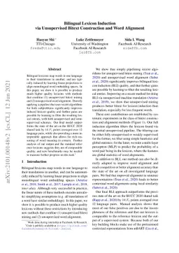 Bilingual Lexicon Induction via Unsupervised Bitext Construction and
  Word Alignment