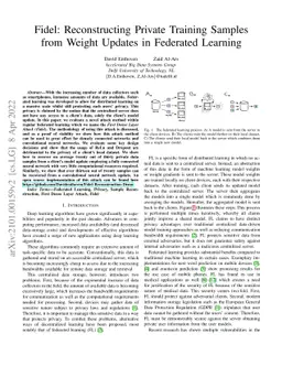 Fidel: Reconstructing Private Training Samples from Weight Updates in
  Federated Learning