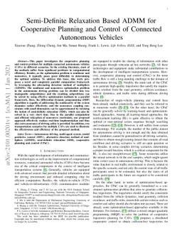 Semi-Definite Relaxation Based ADMM for Cooperative Planning and Control
  of Connected Autonomous Vehicles