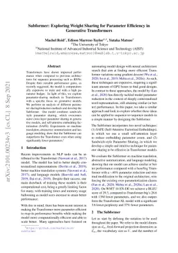 Subformer: Exploring Weight Sharing for Parameter Efficiency in
  Generative Transformers