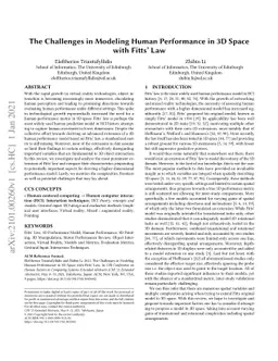 The Challenges in Modeling Human Performance in 3D Space with Fitts' Law