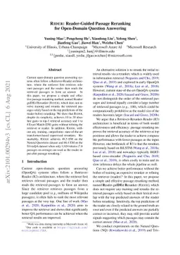 Rider: Reader-Guided Passage Reranking for Open-Domain Question
  Answering