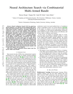 Neural Architecture Search via Combinatorial Multi-Armed Bandit