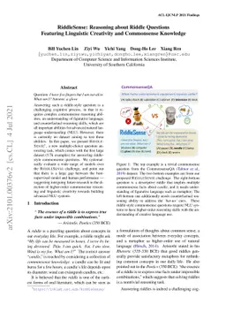 RiddleSense: Reasoning about Riddle Questions Featuring Linguistic
  Creativity and Commonsense Knowledge