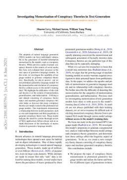 Investigating Memorization of Conspiracy Theories in Text Generation