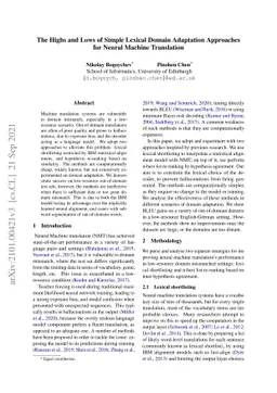 The Highs and Lows of Simple Lexical Domain Adaptation Approaches for
  Neural Machine Translation