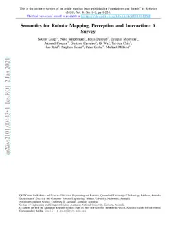 Semantics for Robotic Mapping, Perception and Interaction: A Survey