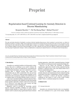 Regularization-based Continual Learning for Anomaly Detection in
  Discrete Manufacturing