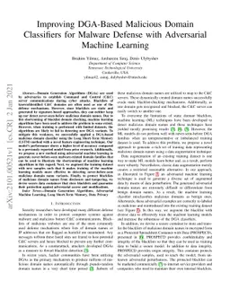 Improving DGA-Based Malicious Domain Classifiers for Malware Defense
  with Adversarial Machine Learning