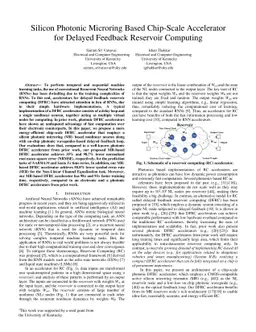Silicon Photonic Microring Based Chip-Scale Accelerator for Delayed
  Feedback Reservoir Computing