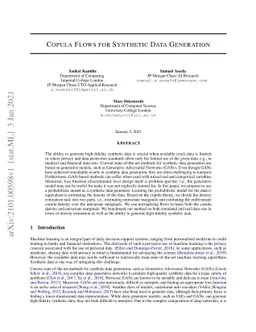 Copula Flows for Synthetic Data Generation