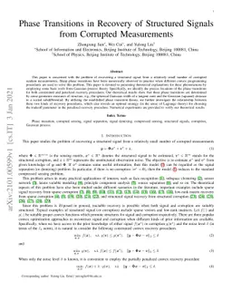 Phase Transitions in Recovery of Structured Signals from Corrupted
  Measurements