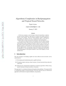 Algorithmic Complexities in Backpropagation and Tropical Neural Networks